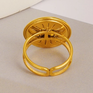 18k gold plated stainless steel sun relief ring with adjustable double band design