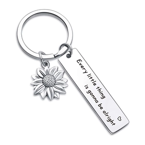 Friendship sunflower keychain with Every little thing is gonna be alright engraving