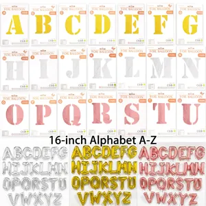 16-Zoll Folienballons in Buchstabenform für Geburtstagsdeko in Gold und Silberfinish