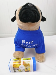 Blue pet t-shirt with Best Friends text and product packaging for French Bulldog
