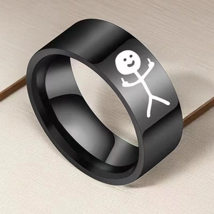 Anello Stickman Dito Medio Acciaio Al Titanio Fascia Coppie I Love You Gioielli Romantici Regalo Per Uomini Donne