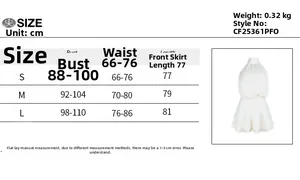 Detailed size guide table for this sexy backless halter neck vacation dress