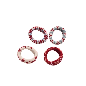 Lot de 4 chouchous élastiques en tissu imprimé avec motifs rétro et accents rouges vifs