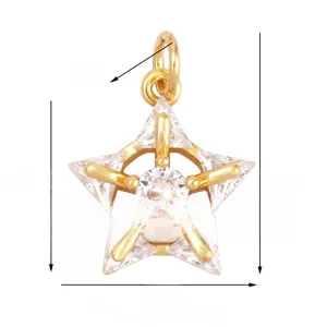 Detailed dimensions of gold-plated star pendant featuring sparkling zircon stone inlay