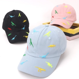 Kids Baseball Cap Cotton Cartoon Dinosaur Embroidery Sun Protection Adjustable Hat For Boys Girls Toddler Outdoor