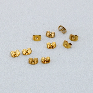 Set of 10 golden 18K gold-plated stainless steel butterfly earring backs and stoppers