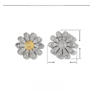 Detailed dimensions of 14mm stainless steel daisy flower pendant with 0.8g weight
