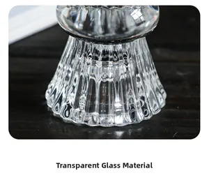 Macro shot of vertical ribbed glass texture and transparent material of the candle holder