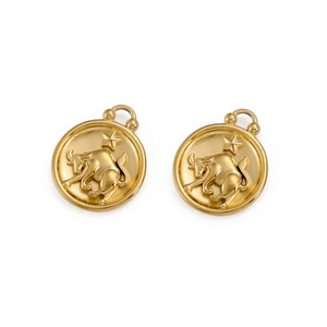 18K gold plated Taurus zodiac pendant charm in titanium steel for DIY jewelry making