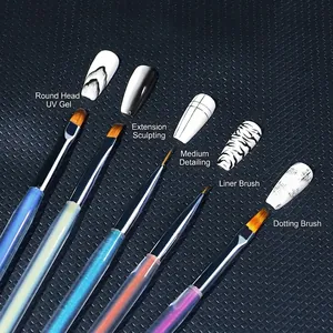 Professional 5pcs aurora nail art brush set for UV gel liner and ombre painting