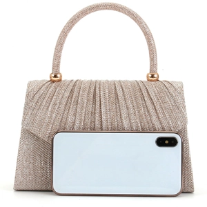 Glitter evening clutch bag for women, elegant sparkly wedding purse with top handle and spacious interior.
