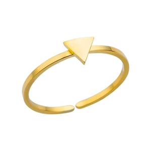 Minimalist gold-plated stainless steel ring featuring a smooth geometric triangle design