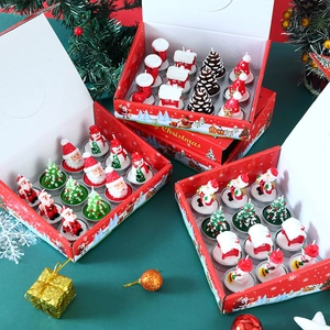 Christmas gift set with 12 smokeless decorative candles in Santa and tree shapes