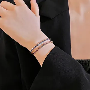 Elegant Purple Zircon Tennis Bracelet For Women Copper Gold Plated Oval Geometric Chain Minimalist Luxury Jewelry