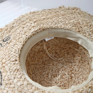 Handwoven raffia sun hat with 100% paper material and adjustable inner sweatband