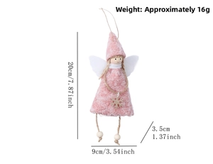 Pink felt angel Christmas ornament with dimensions 20x9cm and gold sequin detail