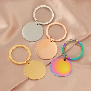 Stainless Steel Keychain Blank Round Mirror Polished Tag DIY Engravable Fashion Accessory Key Ring