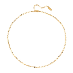 Minimalist 18K gold plated stainless steel link chain necklace on white background