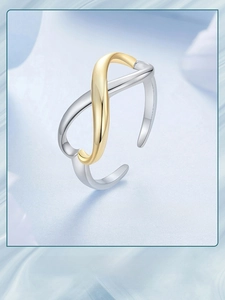 Macro detail of adjustable S925 sterling silver ring with infinity heart design