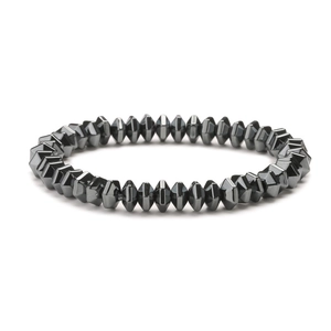 8mm magnetic hematite beaded bracelet for men with multifaceted irregular stones
