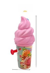Miniature pink ice cream water gun toy dimensions 11cm height with colorful cup base