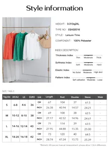Detailed size guide and fabric specifications for this embroidered puff sleeve blouse