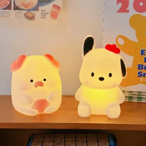 Cute cartoon puppy silicone night light with warm yellow glow for bedroom decoration