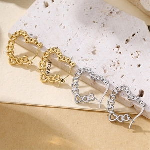 Créoles minimalistes en forme de cœur creux en or 18 carats et argent sur pierre