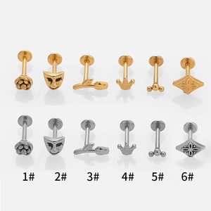 Ensemble de piercings en acier 316L avec couronnes et fleurs en finitions or et argent