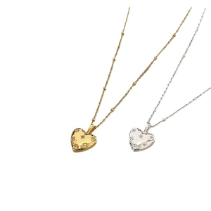 S925 sterling silver heart necklace in gold and silver finish with sparkling zircons