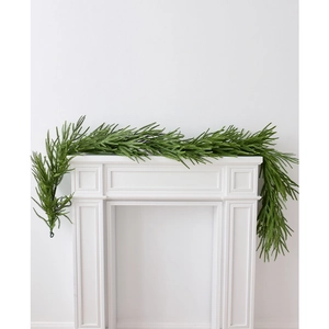 Realistic Norfolk Pine PE garland for festive Christmas mantle and fireplace decoration