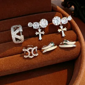Vintage Kreuz Anhänger Ohrclips Ohne Ohrloch Zirkon Schlange Ohrmanschetten Kupfer Schmuck Für Damen Gothic Mode Accessoire