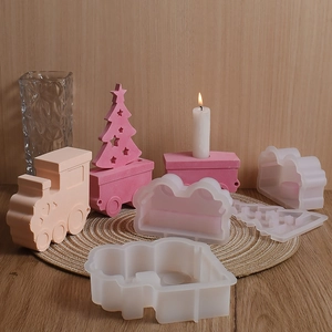 DIY silicone molds for train-shaped scented candles and plaster base ornaments
