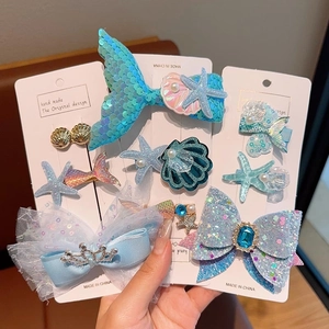 Barrettes À Cheveux Queue De Sirène Coquillage Étoile De Mer Paillettes Maille Künstliche Perle Papillon Couronne Pour Filles