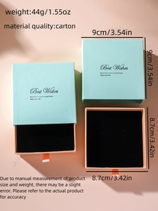 Detailed view of light blue drawer jewelry box with dimensions and weight 44g 1.55oz