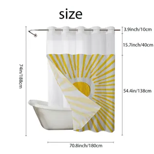 Tableau des tailles détaillé pour rideau de douche gaufré motif soleil 180x188cm