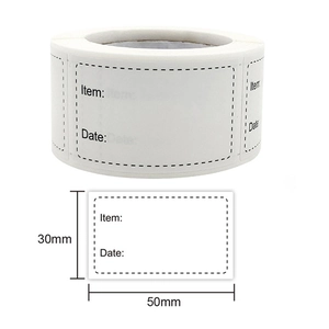Macro detail of Mason jar labels measuring 30mm x 50mm with Item and Date fields