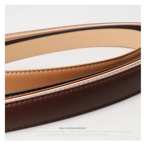 Close-up of premium leather belts for women showing detailed stitching and smooth edges