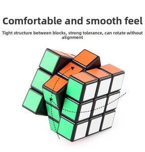 Macro view of 3x3 magic cube showing smooth rotation structure and classic sticker colors