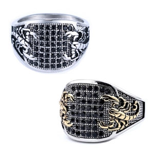 Scorpion Ring Stainless Steel Black Zircon Pave Gothic Punk Retro Vintage Men Jewelry Two Tone Biker Accessory