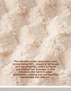 Close-up of the ultra-absorbent coral fleece fabric with cloud texture on hair drying cap