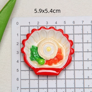 Miniature hot pot figurine shell plate with resin food model and size scale 5.9x5.4cm