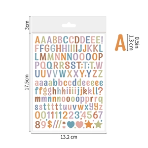 Detailed view of 0.5-inch colorful alphabet and number stickers with size measurements