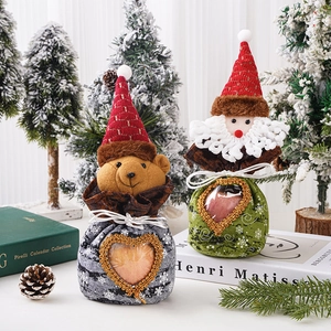 Sac à bonbons de Noël avec motifs Père Noël et ours pour emballages de cadeaux