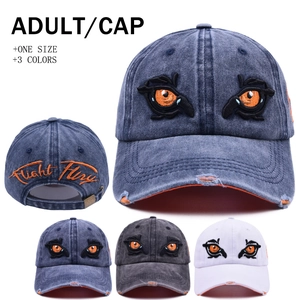 Eagle Eyes Embroidered Baseball Cap Washed Cotton Distressed Streetwear Adjustable Retro Sun Hat For Men Women