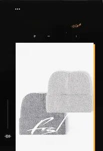 Détails du tricot de bonnets d'hiver chauds dans les tons gris clair et gris foncé