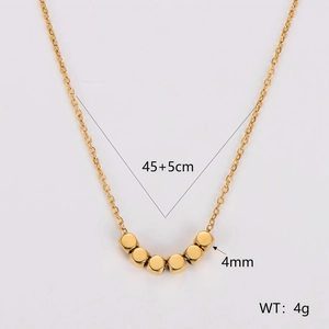 Collier minimaliste en acier inoxydable doré à perles carrées, chaîne de 45+5cm