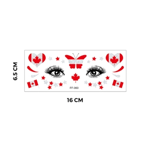 Waterproof Canada Day face tattoo stickers with glitter red maple leaf and flag designs