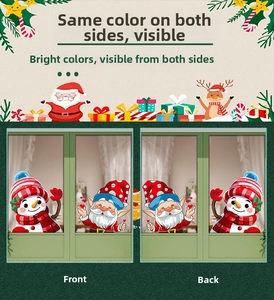 Double-sided Christmas window stickers featuring Santa, reindeer and snowman designs