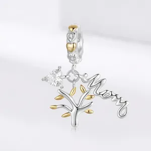 925 Sterling Silver Tree of Life Mom Pendant Heart Zirconia Charm For Necklace Bracelet DIY Jewelry Mothers Day Gift For Women